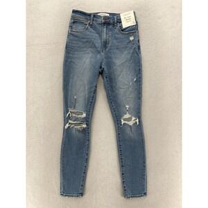 Abercrombie & Fitch Super Skinny Jeans Womens 4/27 Blue High Rise Distressed NWT